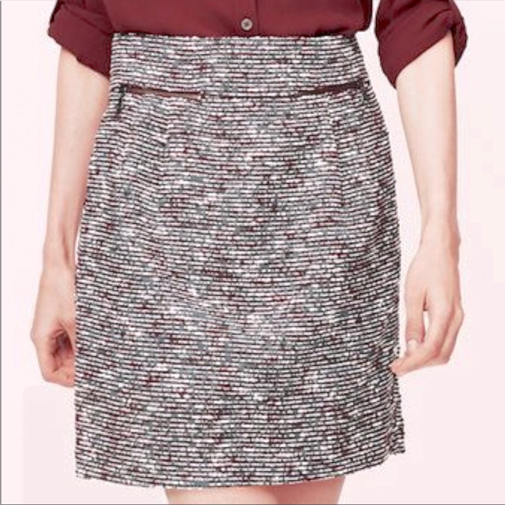 Loft tweed skirt with zipper pockets